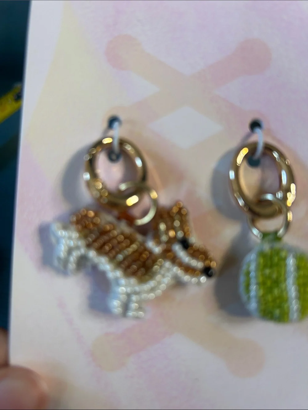 Anthropologie Kids Beaded Corgi & Tennis Ball Shoe Charms - White, Brown, Green
